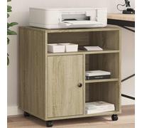 UBVNFGMK Soporte para impresora con 4 ruedas de roble Sonoma, 60 x 50 x 67 cm, material de madera, organizador multifuncional para oficina y cocina como mesa auxiliar o estantería de archivos