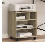 UBVNFGMK Soporte para impresora de madera de roble Sonoma, con 4 ruedas, mesa auxiliar o estantería de archivos