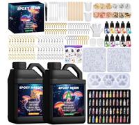 UCAMP 1020ml Resina Epoxi Transparente,1:1 Kit Resina Epoxi con Pigmento,Resina Epoxi Manualidades,Resina Epoxi Kit con pintura,purpurina,hoja de oro, Epoxy Resin para Hacer Llavero, Joyas