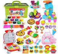 UCAMP 65 Piezas Juego de Plastilina,Herramientas Plastilina para Niños,Moldes plastilina para Crear Hamburguesa,Pizza y Pasta, Accesorios de Arcilla de Modelado,con 12 Cajas Arcilla