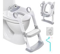 UCAMP Adaptador WC Niños con Escalera,Reductor WC Niños, Adaptador Baño para Niños, Infantil Asiento Inodoro,Ajustable,Plegable,PVC Cojín Acolchado,Antideslizante,para Inodoros en Forma de V,U,O