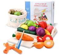UCAMP Frutas y Verduras Juguete,Juguetes de Cocina de Madera para Niños,Comida Juguete Accesorios Cocina Juguetes,Alimentos Juguetes Accesorios,Juguete Juegos Educativos Niños 3-6 Años