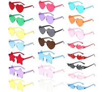 UCAMP Hippy Gafas de Sol,Gafas de Fiesta,22 pares de Gafas sin Bordes 3 modelos/estrella/corazón/llama para accesorios fotográficos de Halloween para fiestas de playa de cumpleaños de bodas