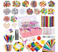 UCAMP Kit Manualidades Niños 3000+PCS,manualidades para niños entregado en una caja de almacenamiento plegable,DIY Creativo - Material Arts Crafts, Juegos con Pompoms, Palos y Papel de Colores