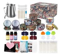 UCAMP Kit para Hacer Velas Aromaticas,Kit de Fabricación para Velas con 480g de Cera de Abeja,10 Recipientes para Velas,Aceites Esenciales,Bloques de Color,Cazo para Derretir,Mechas y Accesorios