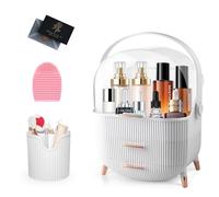 UCAMP Organizador Maquillaje,Organizador de Maquillaje con soporte para brochas,de plástico de 3 niveles con asa y tapa transparente,soporte Organizador Cosmeticos impermeable y a prueba de polvo
