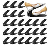 UCAMP Organizadores de Zapatos,24PCS Soporte de Calzado de Altura Ajustable,Zapatero Simple,Ranuras Soportes de Calzado Apilador para Zapatos Ahorro de Espacio,4 alturas para todo zapatos(Negro)