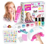 UCAMP Salón de uñas para niños,Set de Manicura para Niña,Kit Pintauñas para Niñas,con el Secador de Uñas,Juegos de juguetes de maquillaje para niñas,Regalos para Niñas de 5 6 7 8 9 10 11Años