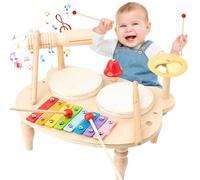 UCAMP Tambor Juguetes Musicales,Instrumentos Musicales de Madera para niños,Instrumentos Musicales Infantiles Bebe,10 IN 1 Juguetes de Madera Instrumentos Musicales Infantiles Regalo Niño 2 3 4 5 Años