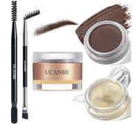 UCANBE Gel de cejas impermeable + cera de cejas 2 en 1, juego de maquillaje con 2 cepillos dobles ajustables, larga duración (01 gel de cejas/pasta de cejas marrón)