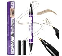 UCANBE Lápiz de Cejas 2-en-1 Efecto Microblading | Rotulador doble punta para trazos naturales pelo a pelo. Punta de horquilla precisa. Larga duración (01 Marrón Claro)