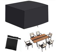 UCARE Outdoor Patio Furniture Cover Waterproof Table and Chair Cover Windproof and Dust-Proof Square Desk Covers for Garden Lawn Furniture Sets Black (213 * 132 * 74cm)