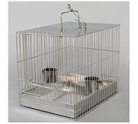 UCCE Jaula para pájaros, Jaula para Loros, Jaula para pájaros de Acero Inoxidable, Jaula para baño de Loros con Taza de Comida y Palos, Puede ser portátil (L)