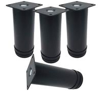 UCCE Juego de 4 Patas de Metal para Muebles, Patas de Armario de Acero Inoxidable, Patas cilíndricas para sofá, Alfombrilla de protección para el Suelo, Color Negro silencios