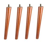UCCE Pack de 4 Patas para Muebles de Madera de Caucho Patas para Mueble de TV de Madera Nogal con Varilla Roscada M10 y Tornillo (Oblicua 60cm)