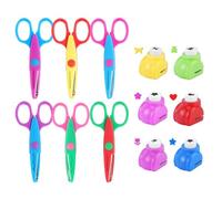 UCEC Juego de tijeras para manualidades para niños, 6 tijeras en zigzag y 6 mini punzonadoras para niños a partir de 3 años, mini perforadora de papel, ideal para sellos, decoración creativa,