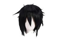 Uchiha Sasuke Cosplay Wigs Short Ink Blue Colour Centre-parted Heat Resistant Synthetic Hair Wig + Wig Cap