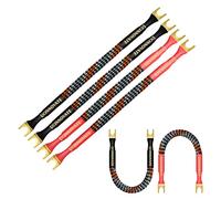 UCINNOVATE 4 cables de puente de altavoz OFC de alta fidelidad con pala, cable de altavoz de 21 cm, placas de puente de altavoz bi-alambre, puente de cable de 11 AWG a terminales de cable de altavoz