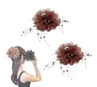 UCK-KIT Central De Cabello De Borde De Mariposa, Borla De La Lámina De Cabello De Mariposa, Elegantes Barretas De Flores No Deslizantes, Accesorios De Peinado Exquisitos Para Bodas,Marrón