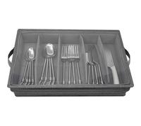 UCK-KIT Estuche de Almacenamiento de Plata, Caja del Organizador de Cubiertos de Plata con divisores y Tapa extraíble fácil Llevar manijas Protege y Organiza los Cubiertos