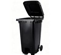 UCKYSU Contenedor Basura Exterior Tapa Ruedas Eliminación Manos Libres Ideal Garaje Patio Terraza Arcén Ranuras Laterales,Jardín(Black,28 Gallon)