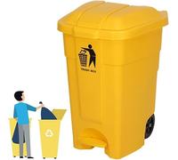 UCKYSU Papelera Grande Cocina Exterior 70 L 100 L Con Ruedas Tapa Ideal For Patio Terraza Carretera(Yellow,70L)
