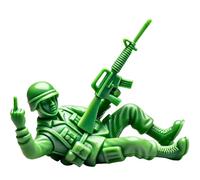 Uclac Hilarantes hombres de los ejércitos verdes, juego clásico de soldado militar con gesto del dedo medio, estatuas de soldado en miniatura duraderas para decoración de escritorio del hogar y la