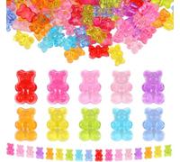 UCLEVER 200 piezas de cuentas de oso acrílicas transparentes, cuentas de ositos gominola de colores mezclados para pulseras, collares y manualidades DIY, lindos charms de ositos para hacer joyería.