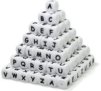 UCLEVER Juego de 78 cuentas de silicona con letras para pulseras, perlas del alfabeto A-Z, 12 mm para enhebrar, juego de manualidades para pulsera, diadema, joyas, manualidades