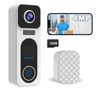UCOCARE Timbre Inalámbrico con Cámara Exterior Impermeable, 4MP QHD WiFi Videoportero Timbre, Tarjeta de Memoria de 32 GB Incluida, Sin Tarifa de Suscripción Mensual, Detección Humana,Visión Nocturna