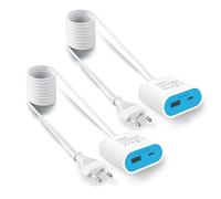UCOMEN Cargador USB C con Cable Integrado de 1,5m, 17.5W Adaptador USB enchufable, Ideal para mesita de Noche, Escritorio, Cocina o Viajes, Azul, 2 Unidad