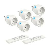 UCOMEN Enchufe con Mando a Distancia，5 Enchufes de Radio con 2 Mando a Distancia para Electrodomésticos，2300W Enchufes Inalámbricos Inteligentes, Alcance de 30m，Blanco