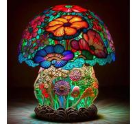 UCONN Lámpara De Mesa De Setas De Vidrio Con Pintura Lámpara De Mesa De Vidrieras De Resina Adornos De Setas De Resina Regalos Decorativos Para Dormitorio Y Sala De Estar,A