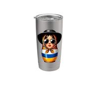 Ucrania Matrjoshka Con Gafas De Sol Para Los Ucranianos Vaso térmico de acero inoxidable de doble pared