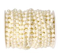 UCSAJI Guirnalda de cuentas de perlas de imitación marfil de 6 mm para boda | Rollo de bobina de cuentas de perlas ABS de 66 pies para centros de mesa florales, ramo de novia, boda, fiesta