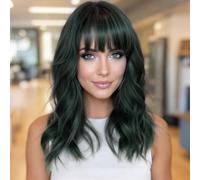Ucubb Peluca corta ondulada Bob con flequillo para mujer, peluca rizada natural hasta los hombros, peluca sintética para cosplay para niñas, pelucas de disfraces de colores