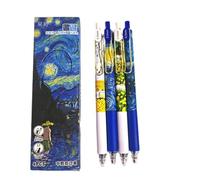 Ucuse 4 elegantes bolígrafos de gel de secado rápido para pintura al óleo de Van Gogh, tinta negra, 0,5 mm, para mujeres y hombres