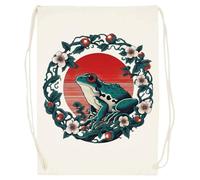 Udaytee Arte Japonés De Ranas Y Lotos Bolsa De Entrenamiento De Algodón Beige Saco De Gimnasio Cotton Beige Training Bag Gym Sack