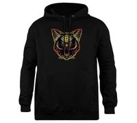 Udaytee Gato Egipcio con El Tercer Ojo Abierto Sudadera con Capucha De Ajuste Sencillo Sudadera Unisex Negra