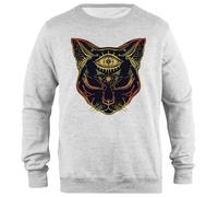 Udaytee Gato Egipcio con El Tercer Ojo Abierto Sudadera Unisex Gris De Corte Sencillo
