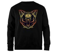 Udaytee Gato Egipcio con El Tercer Ojo Abierto Sudadera Unisex Negra De Corte Sencillo