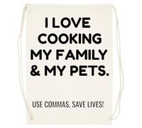 Udaytee ¡Las Comas Salvan Vidas! La Gramática Es Importante Bolsa De Entrenamiento De Algodón Beige Saco De Gimnasio