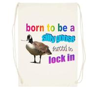 Udaytee Nacido Para Ser Un Ganso Tonto, Obligado A Encerrarse En Word Art Bolsa De Entrenamiento De Algodón Beige Saco De Gimnasio