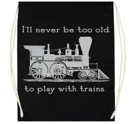 Udaytee Nunca Seré Demasiado Mayor Para Jugar Con Trenes Trainspotter Bolsa De Entrenamiento De Algodón Negro Saco De Gimnasio