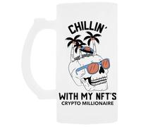 Udaytee Relajándome Con Mis Nft Vaso Para Beber Cerveza De Vidrio Con Asa Handled Glass Beer Drinking Cup