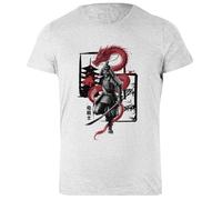 Udaytee Samurai Dragon Cultura Japonesa Camiseta Básica Algodón Gris Mujer Basic Cotton Grey Women's T-Shirt