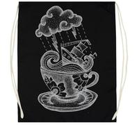 Udaytee Tempestad En Una Taza De Té Bolsa De Entrenamiento De Algodón Negro Saco De Gimnasio