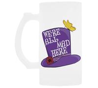 Udaytee Todos Estamos Locos Aquí Alicia En El País De Las Maravillas Vaso Para Beber Cerveza De Vidrio Con Asa Handled Glass Beer Drinking Cup