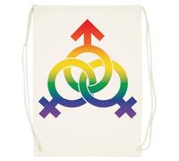 Udaytee Trío Poliamoroso Mff Símbolo Arcoíris Bolsa De Entrenamiento De Algodón Beige Saco De Gimnasio