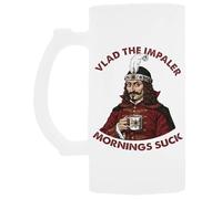 Udaytee Vlad El Empalador Las Mañanas Son Horribles Vaso Para Beber Cerveza De Vidrio Con Asa Handled Glass Beer Drinking Cup